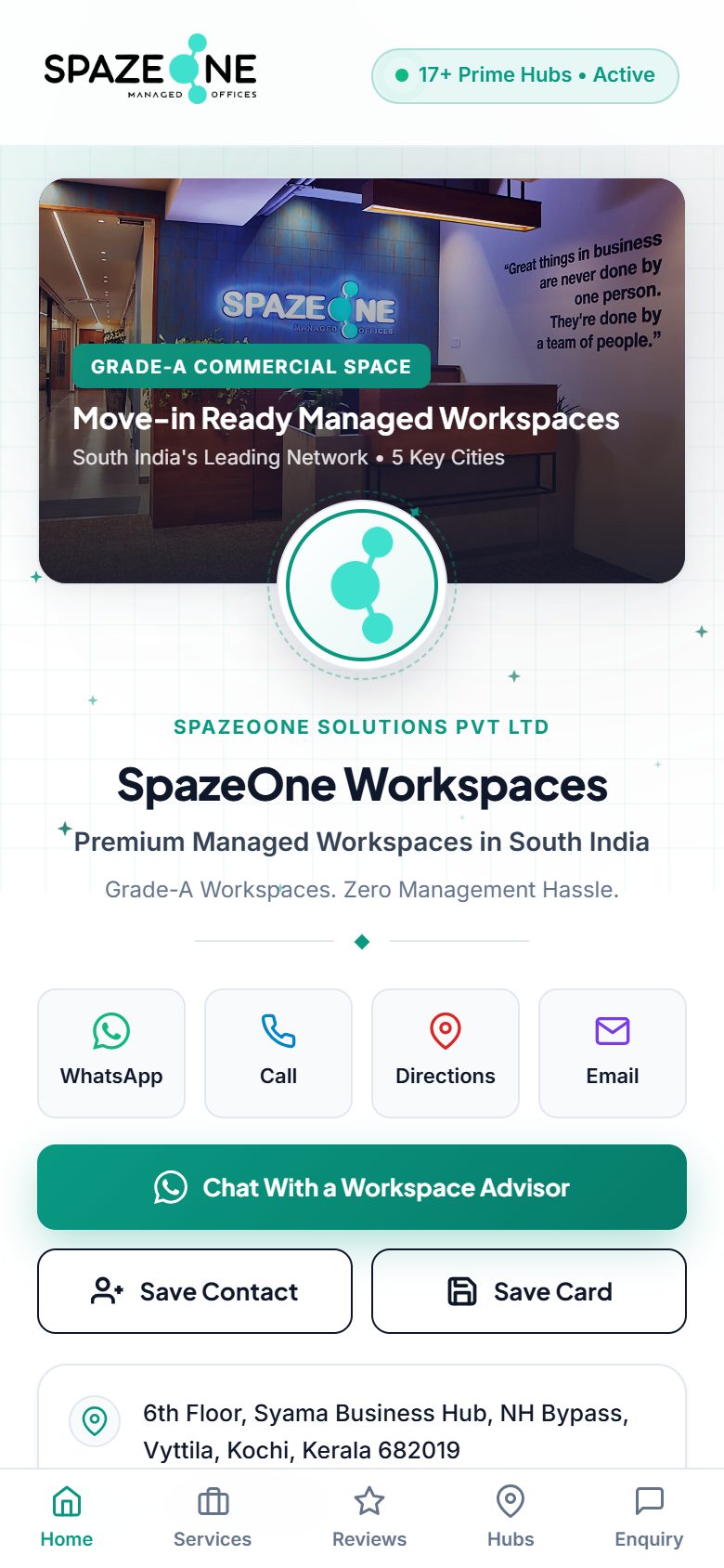 SpazeOne digital card