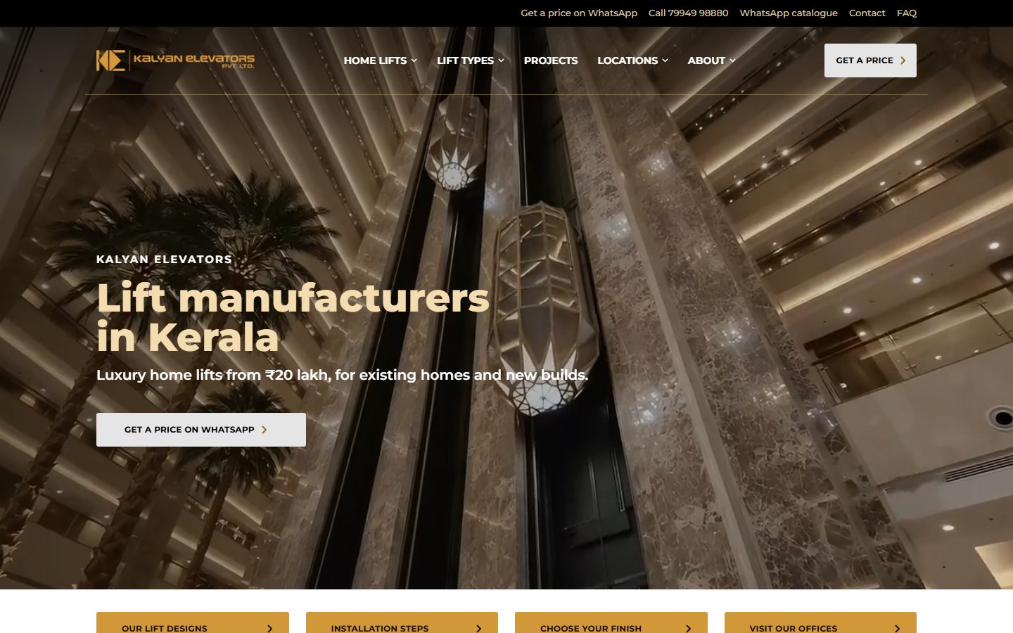 Website von Kalyan Elevators